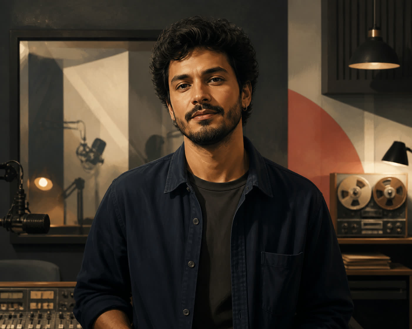 Retrato conceitual de Lucas, produtor de rádio comunitária
